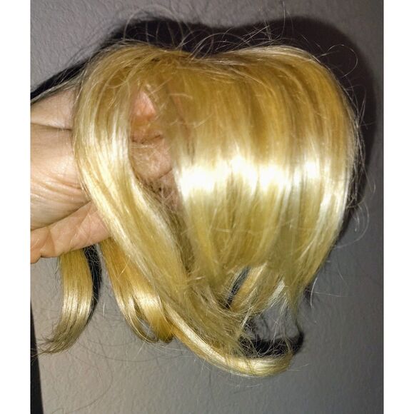 NIB 100% Human Hair Topper Blonde W/ Bangs Clip Women Hair Pieces Barbie - Picture 6 of 7